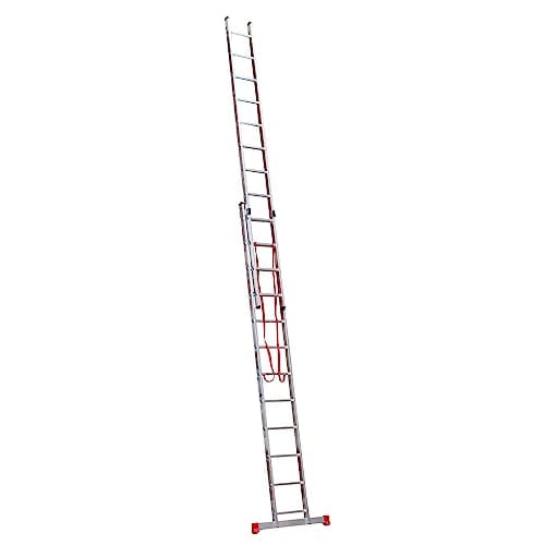 Image of Home Master® 2 Section Extension Ladder | Lightweight Aluminium | Stabiliser Bar | 150kg Weight Rating | EN131 Certified | Size: 2x12