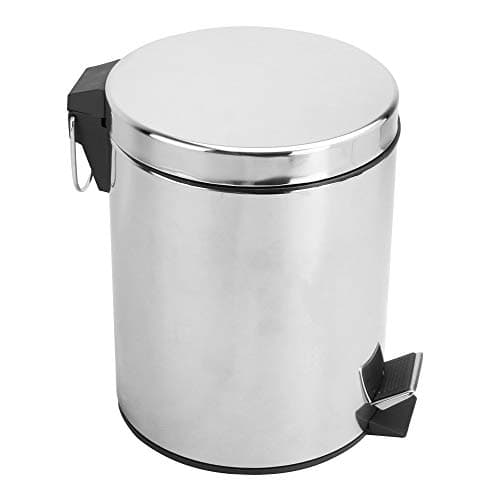 Image of Small Pedal Bin with Lid-5 Litre Bathroom Bin for Rubbish and Waste-Stainless Steel Toilet Bin/Dustbin with Removable Inner Bucket-Ideal Size for Bedroom, Bathroom, Toilet | M&W (white)