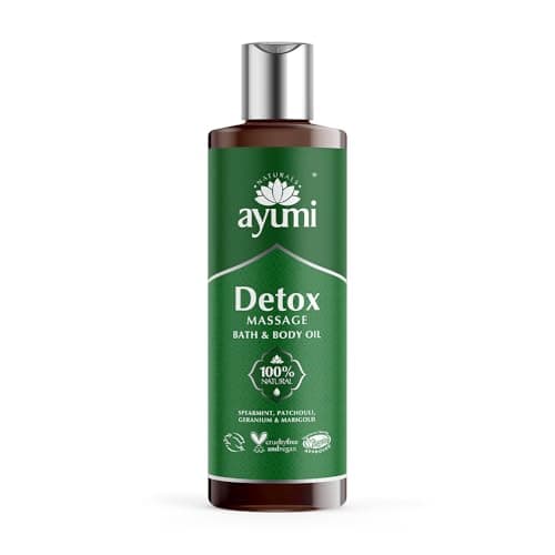 Image of Ayumi Detox Muscle Massage Oil with Spearmint | Invigorating Massage Oils for Massage Therapy with Patchouli | Lymphatic Drainage Massage Oil with Vitamin E | Scented Body Oil for Women & Men | 250ml