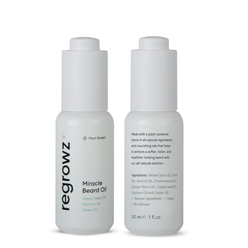 Image of Regrowz Beard Oil for Men 30ml – Nourishing Beard Growth Serum with Coconut & Jojoba Oils – Hydrates, Softens & Relieves Itchy Beards – Promotes Thicker, Fuller Beard – Beard Oil For Men Growth
