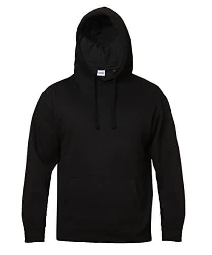 Image of FAMONA Plain Black Pullover Unisex Hoodie Hooded Top Hoodie for Men and Women Hooded Sweatshirt. (UK, Alpha, L, Regular, Regular, Black)
