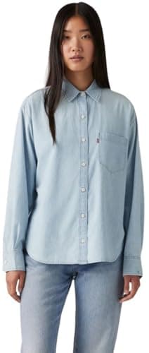 Image of Levi's Women's Denim Shirt Harlie in Cotton with Pointed Collar, Blue (Where is She), M