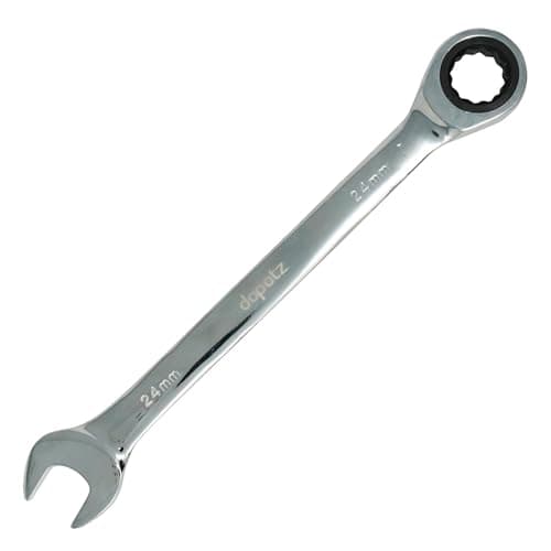 Image of Dapetz ® Fixed Head Ratchet Spanner 24mm Chrome Vanadium Steel Forged Ratcheting Fixed Head Spanner Combination Wrench Open End Chrome Plated Spanner