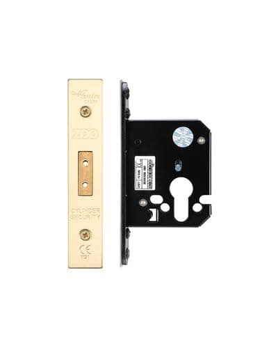 Image of Kooples Hardware Euro Profile Deadlock – Heavy Duty Mortice Case for Euro Cylinder Lock – Ideal for Timber Doors (Brass Finish/Anti Tarnish)