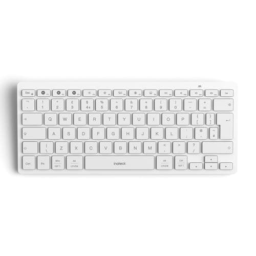 Image of Inateck Bluetooth Keyboard for 3 Multi-Device, UK Layout Compact Wireless Keyboard for iPad Pro/Air/Mini/Windows/Android/iOS/Tablet/PC, Ergonomic Design with Media HotKeys, Slim and Portable, White