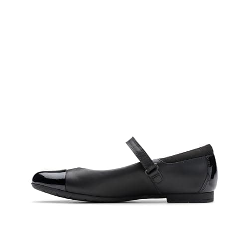 Image of Clarks Girl's Scala Gem K Ballet Flats, Black Leather, 2.5 UK