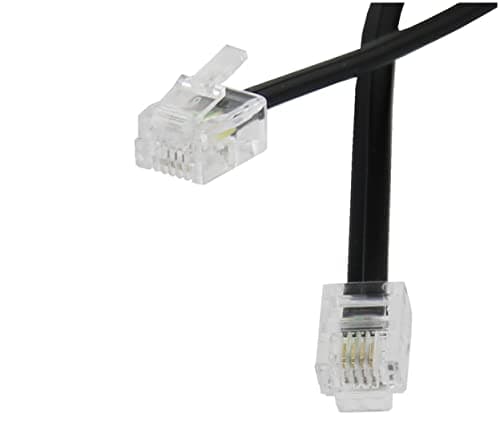 Image of Reulin 4M Flat Landline Telephone Broadband Cable Cord, Wifi Modem Router Wire to RJ11 Phone Socket or Microfilter, ADSL 2+ Filter/Fibre Optic 6/4 High-Speed Internet Lead (4 Metres, Black)