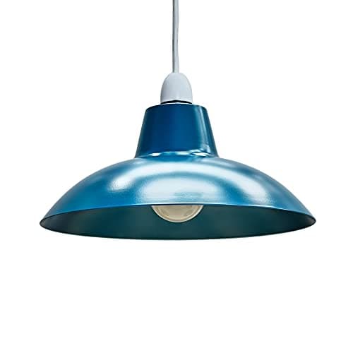 Image of MiniSun | Retro Style French Blue Metal Ceiling Light Shade | Pendant Lights, Home Décor & Improvement Essential | 28.8cm Shade Width