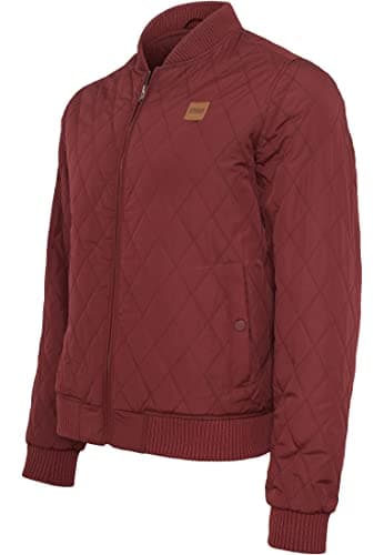 Image of Urban Classics Men's Diamond Quilt Nylon Jacket, Red (Burgundy 606), M
