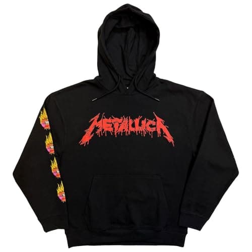 Image of Rock Off officially licensed products Metallica Flower Skull Pullover Hoodie, Black, XL