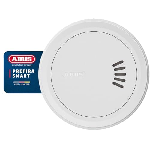 Image of ABUS Prefira Smart smoke detector - certified and smart-home-enabled smoke detector with push messages, false alarm reduction, adaptive LED brightness - adhesive mounting and magnetic holder