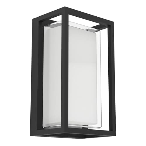 Image of Eglo LED Outdoor wall Light Grottazzolina, Motion Sensor, Rectangular Porch lamp, Outside Lighting, Aluminium Frame in Black, Warm - Neutral - Cool White, IP65