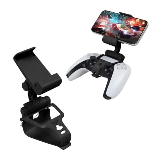 Image of DiyGody PS5 Controller Mobile Phone Holder Clip, Adjustable Stand Mobile Gaming Holder Mount Clamp for Playstation 5 Remote Controller Mobile Gaming Clip, Black