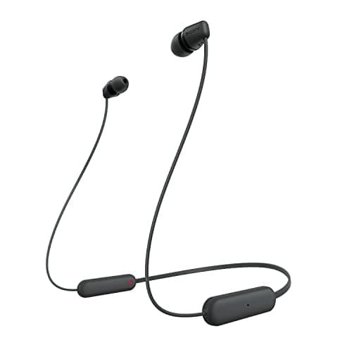 Image of Sony WI-C100 Wireless In-ear Headphones - Up to 25 hours of battery life - Water resistant -Built-in mic for phone calls - Voice Assistant compatible - Reliable Bluetooth® connection - Black