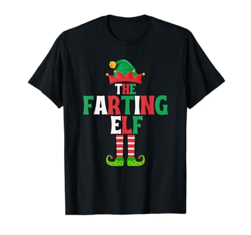 Image of The Farting Elf - Funny Matching Family Group Christmas T-Shirt