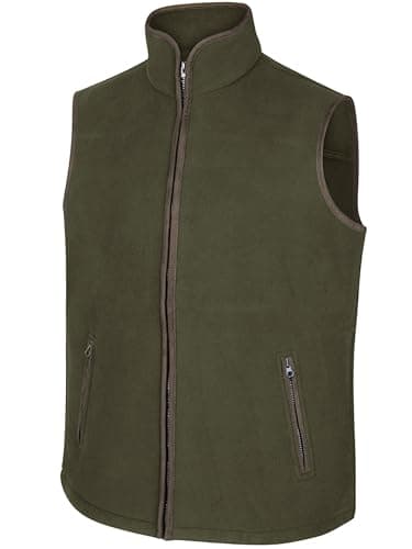 Image of Hoggs of Fife Woodhall Fleece Mens Gilet body warmer mens fleece waistcoat/sleeveless vest, Full zip and zipped pockets - Green - Large