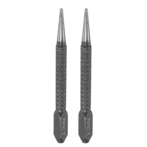 Image of sourcing map 2pcs Center Punch 2mm Carbon Steel Non-Slip Nail Setter Punch Tapered Alignment Center Hole Pin Tool for Plastic Metal Wood Scribe Marking