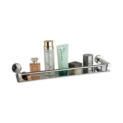 Image of BGL 304 Stainless Steel Bathroom Shelf with Rail, Wall Mounted Floating Shelvesfor Kitchen, Bath Home Decor (Polish Chrome)