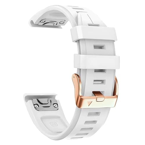 Image of CZKE For Garmin Fenix 7S 6S 5S Watchband 20mm Bracelet For Fenix 6s Pro 5s Plus Rose gold buckle Silicone Quick Replacement Wrist Straps (Color : White, Size : 20mm)