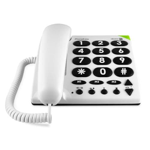 Image of Doro 3891 PhoneEasy 311c Corded Large Button Telephone with Optical Call Signalling, White