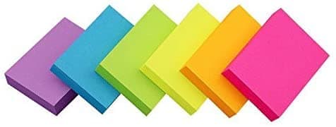 Image of Sticky Notes 1.5x2 inch Bright Colors Self-Stick Pads 6 Pads/Pack 100 Sheets/Pad Total 600 Sheets