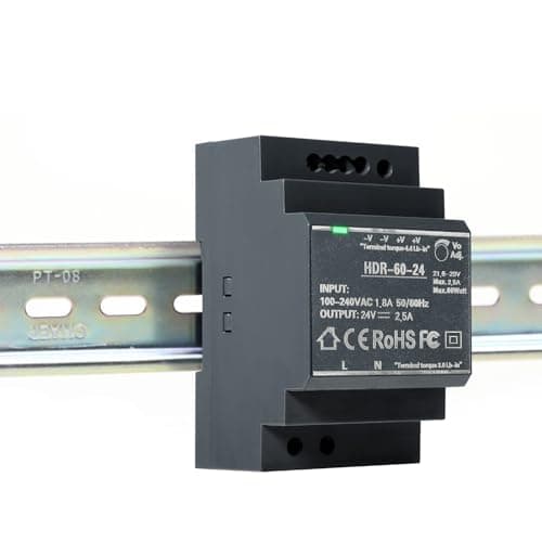 Image of DEWIN Switching Power Supply, HDR-60-24 60W Switching Power Supply DIN Rail Transformer for DIN Rail for Industrial Automation Equipment (DC 24V 2.5A)