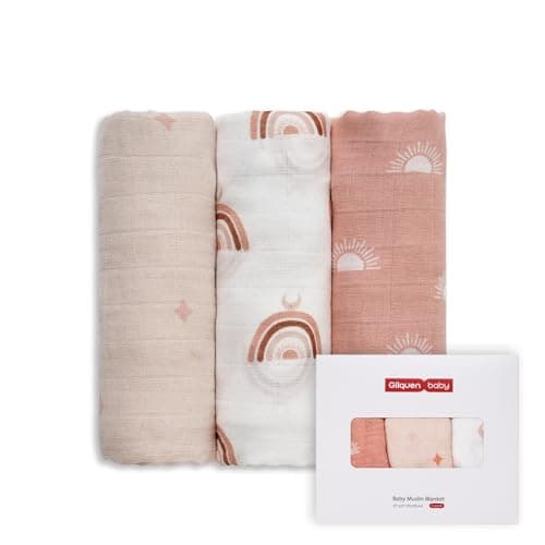 Image of GLLQUEN BABY Muslin Squares Cloth for Baby, 3pack 70cm x 70cm Cotton Burp Cloths for Newborn, Absorbent & Breathable and Ideal to Clean, Wipe & Cover Newborns