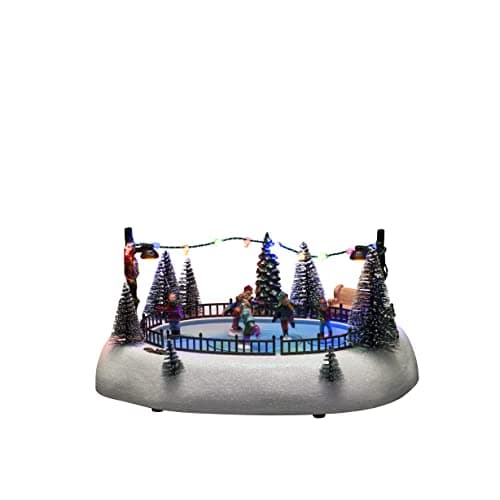 Image of Konstsmide Christmas Decorations Anitmated LED Scene Ice Rink, with Music, 12 Colourful diodes, Battery Operated or USB, Indoor, Black Cable, PVC Polyresin