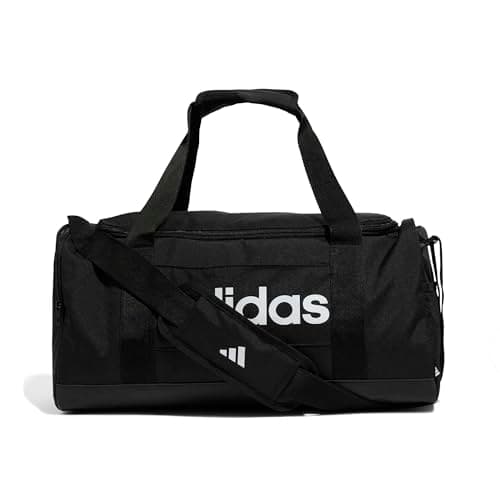 Image of adidas Unisex Essentials Linear Duffel Bag, Black/Black/White, One Size