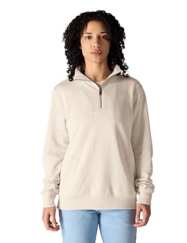 Image of Carhartt Women's Tencel Fiber Series Relaxed Fit Half-Zip Sweatshirt, Oat Milk, L
