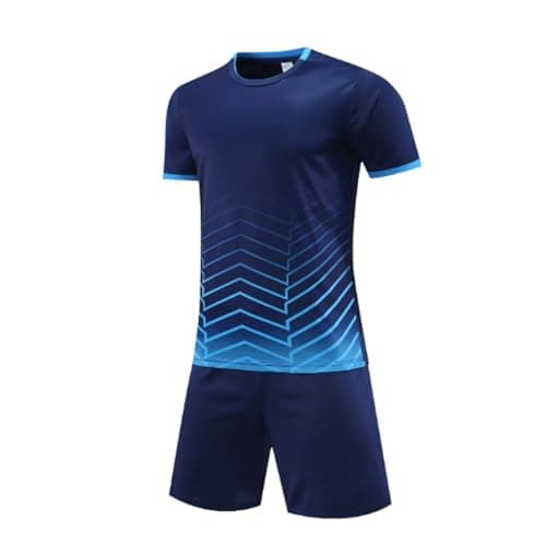 Image of Guoegh Kids Football Kits Boys Soccer Jersey Sets Sports Running Gym Shorts and T-Shirt Sets for Children 5-13 Years(Navy,7-8 Years)