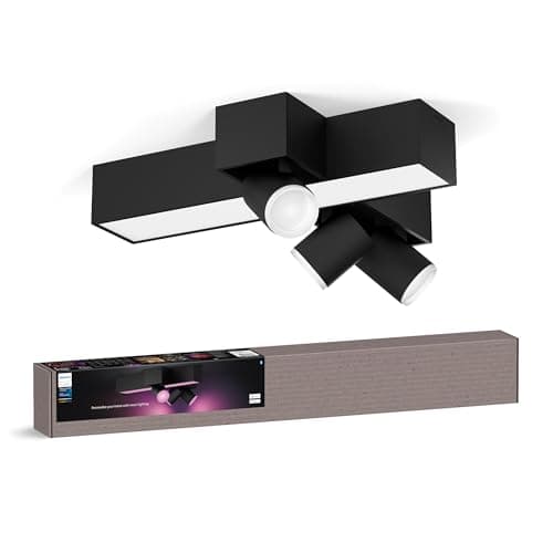 Image of Philips Hue White & Color Ambiance Centris 3-Piece Cross lamp, dimmable, 16 Million Colours, app-controllable, Amazon Alexa Compatible, Black.