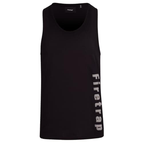 Image of Firetrap Mens Designer Vest Sublimation Print Sleeveless Summer Fashion Tank - Beach Gym Training Black M