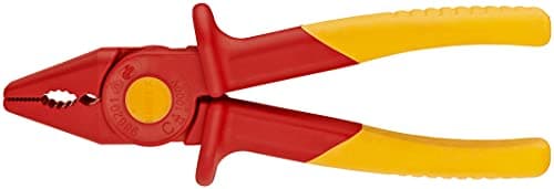 Image of Knipex Tools 98 62 01 Snipe Nose Plastic Pliers 1000V Insulated, Red/Yellow