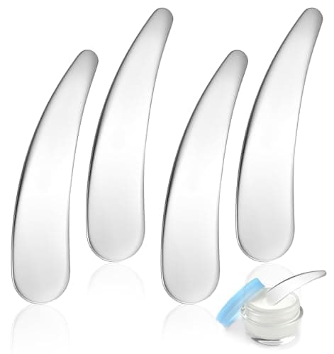 Image of 4PCS Skincare Spatula, 6.5 CM Cosmetic Metal Spatulas, Reusable Spatula for Skincare for Mixing Sampling Cream Eye Face