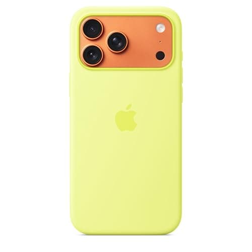 Image of Apple iPhone 17 Pro Max Silicone Case with MagSafe and Camera Control: Lightweight Phone Case, Wireless Charging Compatible, Smooth Matte Finish; Neon Yellow 