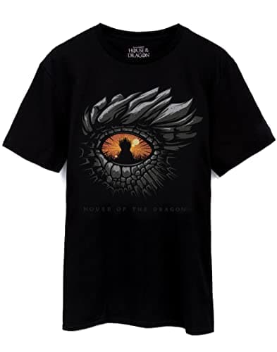 Image of Game of Thrones House of The Dragon Eye Mens T-Shirt | Adults Women War Drama Black Top | Fantasy Series Merchandise XL