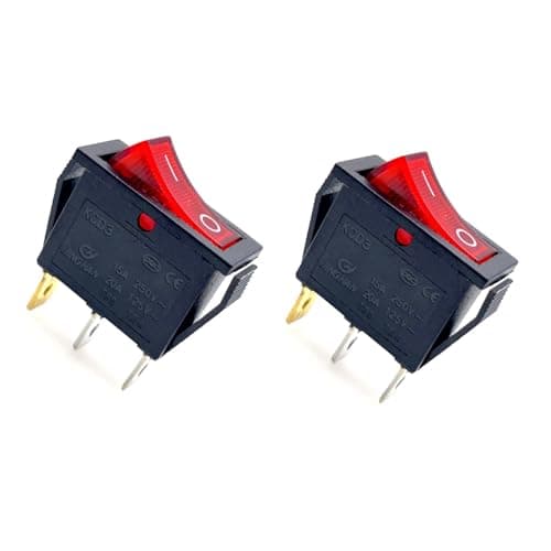Image of JZK Red Light ON OFF Rocker Switch 15A 250V 20A 125V AC, 3 Terminals SPST 3-Pin KCD, Rectangle Power Button