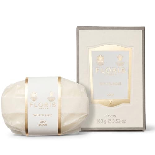 Image of Floris London White Rose Single Hand Soap Bar (100g) | Hand Wrapped & Finely Milled | Contains Luxury Moisturising Shea Butter | Vegetable Base | Designed to Leave Skin Soft & Delicately Scented