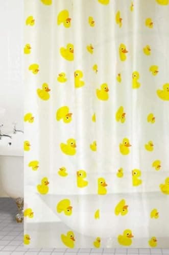 Image of KAV Premium Fully Waterproof PEVA Shower Curtain with Hygiene and Clean Technology - 180x180CM / 72x72in - Duck Design for Home and Hotel Bathroom Decor (PEVA Duck)