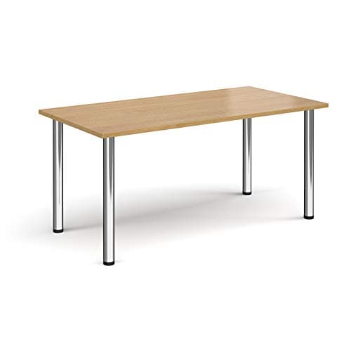 Image of Mr Office Rectangular radial leg meeting table - chrome legs, Oak, 1600