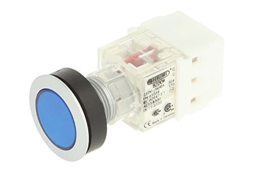 Image of Schlegel 23.000.097 Push Button Silver-Coloured, Button Cap Blue, Push Contact Sensor 2 Openers, Screw Connection