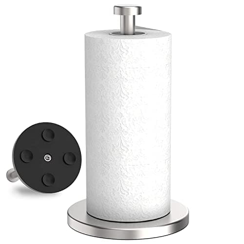 Image of VEHHE Kitchen Roll Holder Free Standing, Stainless Steel Paper Towel Holder with Suction Cups, Waterproof and Rustproof Kitchen Towel Holder, Suit for Cook House, Bathroom,Outdoor(Silver)