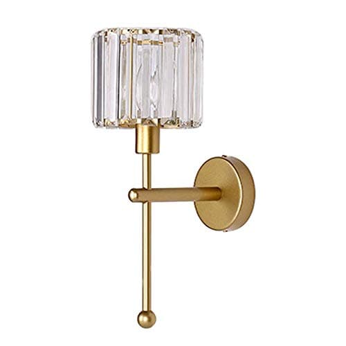 Image of MZStech E14 Modern Minimalist Style Wall Sconce Lamps Lighting, Transparent Crystal Wall Light,Corridor Wall Sconces, Bedroom Bedside Wall Lights (Gold)