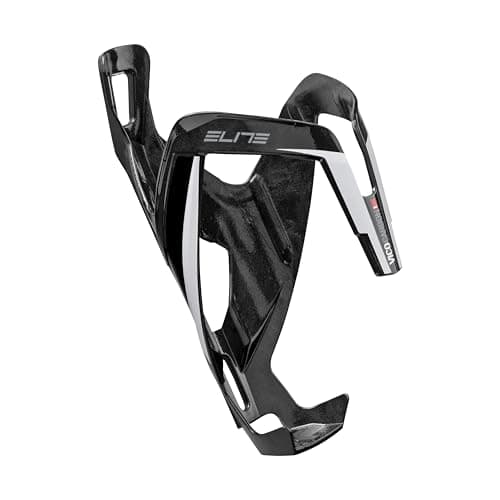 Image of Elite Vico Carbon Bottle Cage Glossy White Graphic – Ultra Lightweight Carbon Fibre Bike Bottle Holder – WorldTour Pro Choice – For Road Bike, MTB & Gravel Cycling