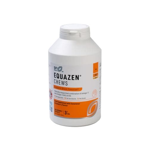 Image of Equazen® Omega 3 & 6 Chews for Kids, Brain & Cognitive Support, DHA, EPA & GLA, Clinically Researched 9:3:1 Formula, Strawberry Flavour, Halal Certified, Age 3+, 360 Pack