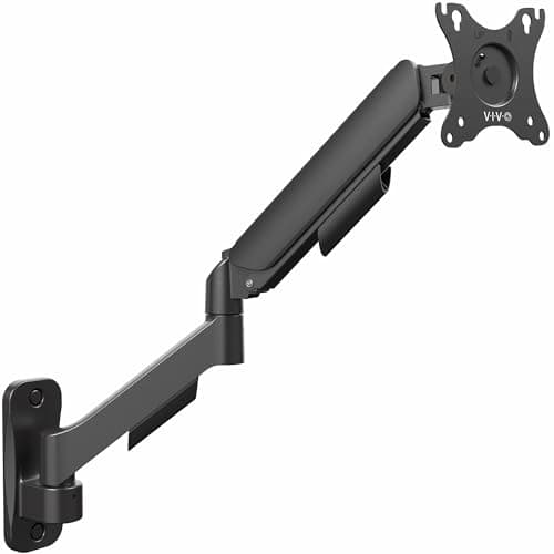 Image of VIVO Height Adjustable Pneumatic Extended Arm Single Monitor Wall Mount, Full Motion Articulating, Fits 17 to 27 inch Screen, Black, MOUNT-V001G