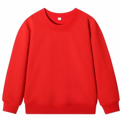 Image of Yufennie Kids Classic Sweatshirts | School Uniform Jumper Pullover, Long Sleeve Top for Boys & Girls Red