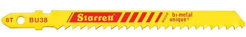 Image of Starrett Wood Cutting Jigsaw Blades - 5 Pieces BU38 Unified Shank 8 Teeth Per Inch Bi-Metal Fast Straight Cuts Saw Blade Set - Compatible With Bosch Dewalt Hitachi Festool Milwaukee