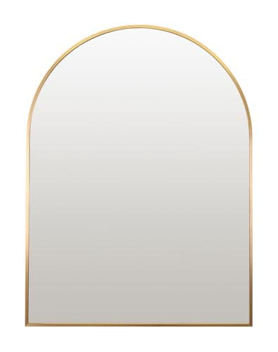 Image of Select Mirrors Oslo Wall Mirror - Modern Style Aluminium Bathroom Mirror - Arched Living Room Decor - 4mm HD Glass - Bathroom Wall Decor with Aluminium Frame - 50x70cm - Gold
